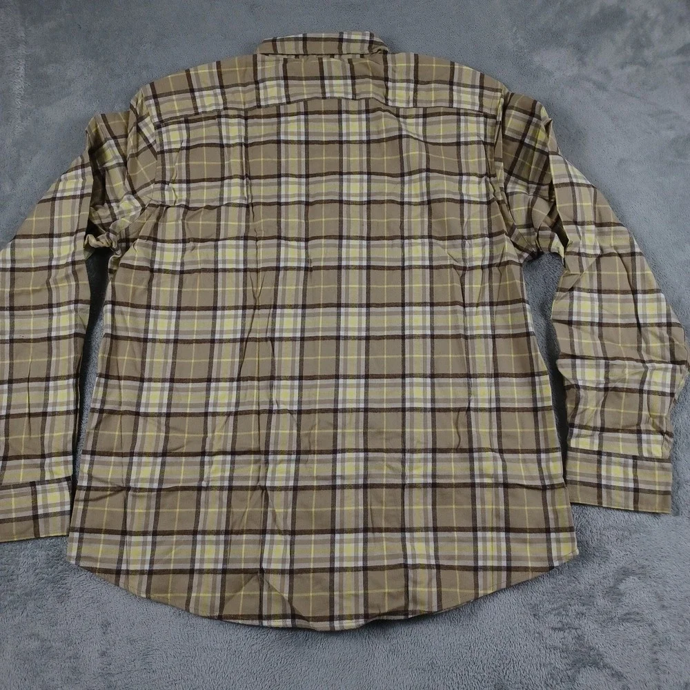 J Crew Shirt Mens XL Brown Plaid FLannel PReppy Button‎ Up Cotton Blend